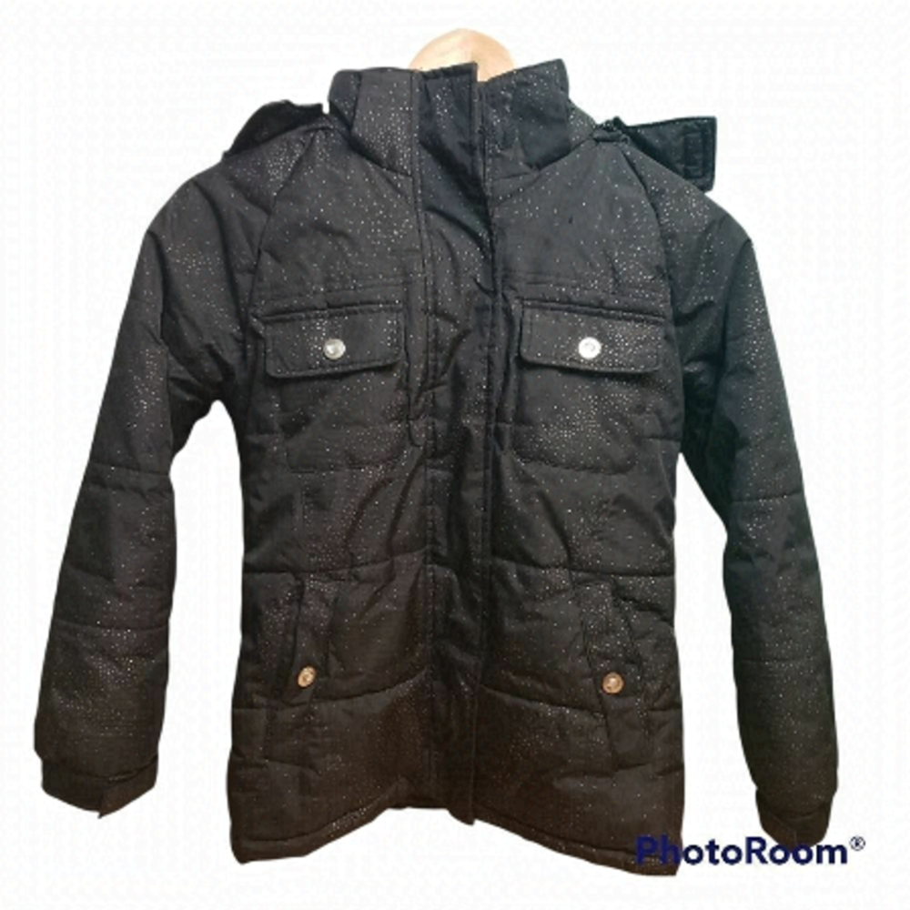 Sportek Girls Black Sparkle Winter Jacket 10 12